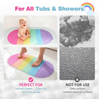Silicone Push Pop Bath Mat – 33"x17.3" Extra Large Rainbow Bathtub Mat with 391 Suction Cups, CPC Certified Non-Slip Sensory Toy, Calming Stress Relief for Bath Time - color: 33x17.3"--rainbow