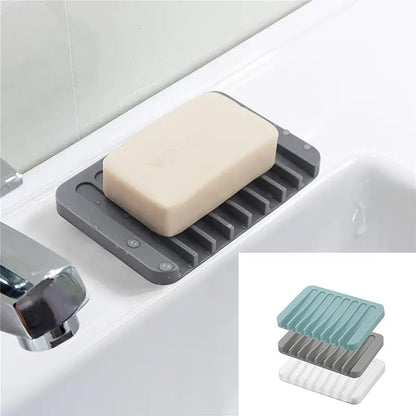 Generic 3 Pack Silicone Soap Saver, Waterfall Drainer Soap Holder, Extend Soap Life, White, Gray, Teal, Plastic, Square, Bath