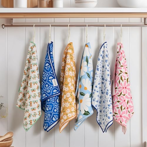 RECYCO Waffle Kitchen Towel Set of 2 - Quick Dry Microfiber Sustainable Dish Towels - Ultra Absorbent Reusable Cleaning Tea Towels - Lightweight Hand Towels,16”x 28”, Butterfly Gingham - color: Butterfly Gingham