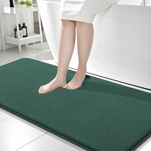 OLANLY Memory Foam Bathroom Runner Rugs 59x24, Long Mats, Blackish Green | Soft Quick Dry Bath Rugs, Non-Slip, Absorbent Machine Washable Mat for Bathroom Floor, Tub and Shower, Home Decor Accessories - color: Blackish Green, size: 59" X 24"