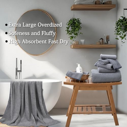 Hailea Gray Bath Towels Set 35x70 Inches - Luxury 600 GSM Oversized Bath Sheet Towel,Extra Large Microfiber - Quick Dry,Highly Absorbent,Super Soft Shower Towels Spa Hotel Bathroom Towel Set (4-Pack) - color: Gark Gray, size: 4-Piece Set