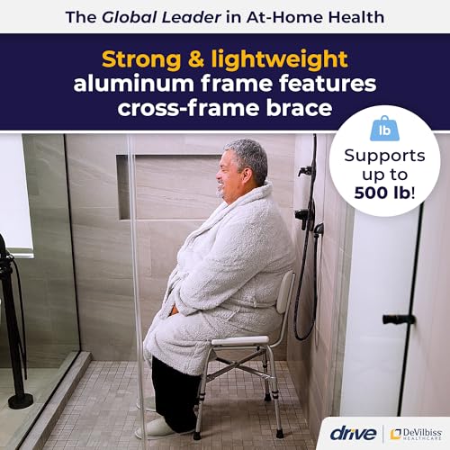 Drive Medical Bariatric Heavy-Duty Bathroom Bench with Back, Gray | Bariatric Bathroom Bench Features Supportive Back for Sturdy, Comfortable Bathing at Home, Gray Finish