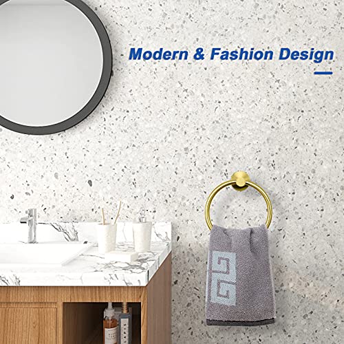NearMoon Bath Towel Ring, Bathroom Hardware Accessories-Thicken Stainless Steel Hand Towel Holder for Bathroom, Modern Round Towel Hanger Wall Mounted (Brushed Gold, 1 Pack) - color: Brushed Gold
