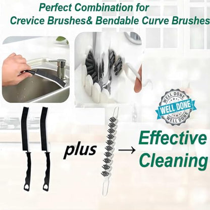 Crevice Cleaning Brush Hard Bristle Grout Brush Scrub Brush Toilet Brush Cleaning Tools Cleaning Supplies for Household Use Bathroom Kitchen 3 Pcs (Black&White) - color: Black&white