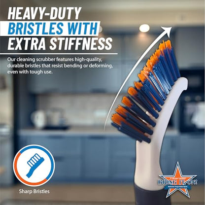 Bring It On Grout Cleaning Brush 6-Pack– Crevice Cleaning Brush with Stiff Nylon Bristles – 8-inch Heavy-Duty Grout and Tile Cleaner Brush – Scrubbing Brush for Corners, Bathroom, and Kitchen - style: 6-Pack