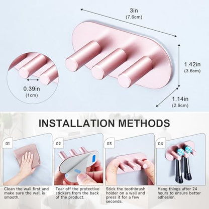 Electric Toothbrush Head Holder, Toothbrush Holders Wall Mounted, Adhesive Tooth Brush Head Holder Organiser, Electric Toothbrushs Holder, Shower Tooth Brushing Holder (Rose Gold, Small) - color: Rose Gold, size: Small