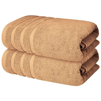 Infinitee Xclusives 100% Ring-Spun Cotton Bath Towels for Bathroom - Pack 2 | Luxury Super Soft, Absorbent & Quick-Drying |27x54 inches| Large Bathroom Towels Set |600 GSM| Gym, Shower, Spa & Hotel Use - color: Cosmic Sand