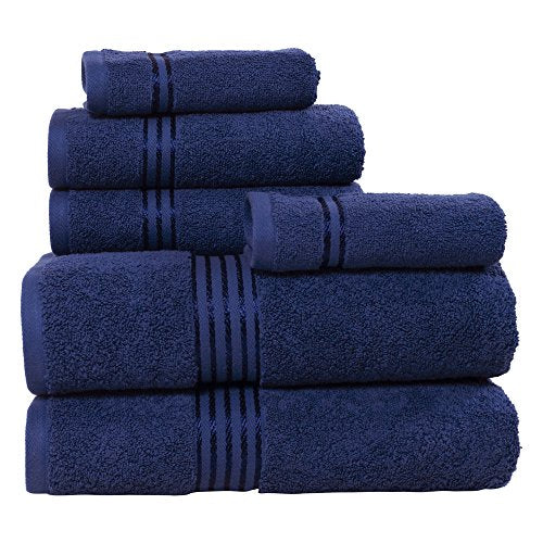 Bedford Home 100% Cotton Hotel 6 Piece Towel Set - Navy - color: Navy