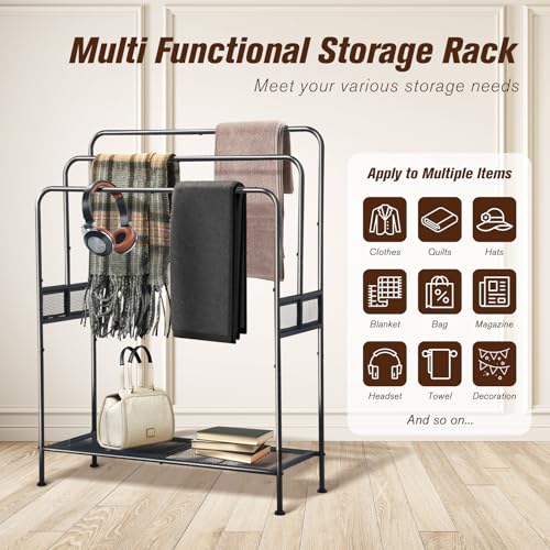 44" Extra Large Free Standing Towel Rack,3 Tier Outdoor Pool Towel Holder | Versatile Blanket and Quilt Rack Stand for Living Room, Bathroom, Bedroom, Beach, Hot Tub, Gym and Pool Area Outside - size: 3 Tier-Pro