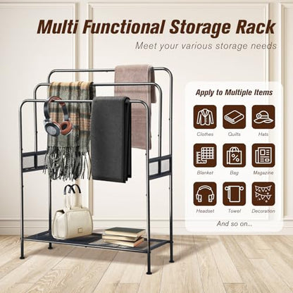 44" Extra Large Free Standing Towel Rack,3 Tier Outdoor Pool Towel Holder | Versatile Blanket and Quilt Rack Stand for Living Room, Bathroom, Bedroom, Beach, Hot Tub, Gym and Pool Area Outside - size: 3 Tier-Pro