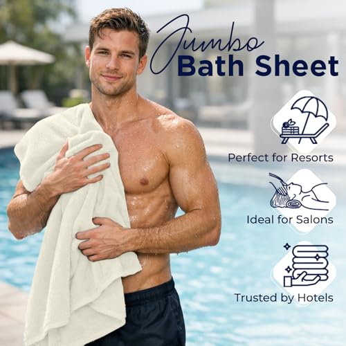 DAN RIVER Pack of 1 Bath Sheet 40x80 Inches, Extra Large Quick Dry Bath Towels, Hotel Collection Towels for Adults - Ivory - color: Ivory