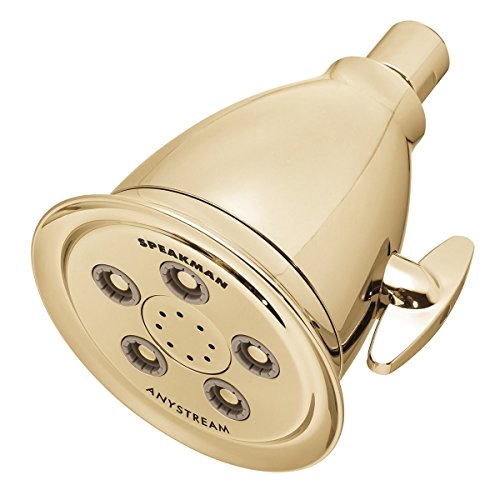 Speakman, Polished Brass S-2005-HB-PB Hotel Anystream High Pressure 2.5 GPM Adjustable Shower Head - color: Polished Brass, size: 2.5 GPM