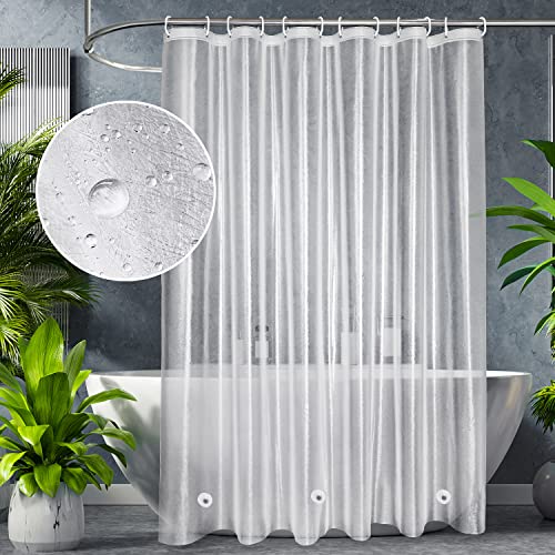 UFRIDAY Frosted Shower Curtain Liner 72 x 72 inches with 3 Big Magnets, Eva Plastic Weighted Shower Curtains for Bathroom,Water Repellent,Heavy Duty,Semi Transparent. - color: Frosted Clear, size: 72"W x 72"L (Pack of 1)