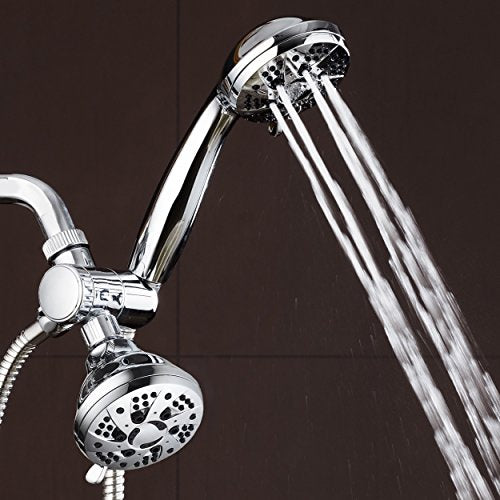 AquaDance Total Chrome High Pressure 3-way 48-setting Rain – Handheld Shower Head Combo – Angle Adjustable, Anti-Clog Jets, Tool-Free Installation - USA Standard Certified – Top U.S. Brand | Enjoy Two 6-Setting Rain & Hand Showerheads Separately or Togeth