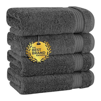 Cotton Paradise 100% Cotton Turkish Towel Set, Soft Absorbent Quick Dry, 4 Piece Hand Towel Set, Dark Gray - color: Dark Gray, size: 16"x28"