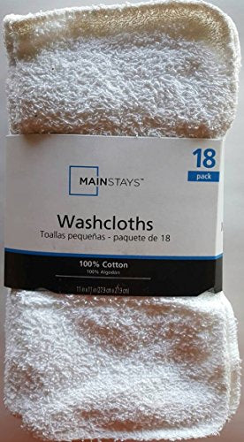 Mainstays 18 Pack Assorted Cotton Terry Thin Washcloths Rags (WWWWW)