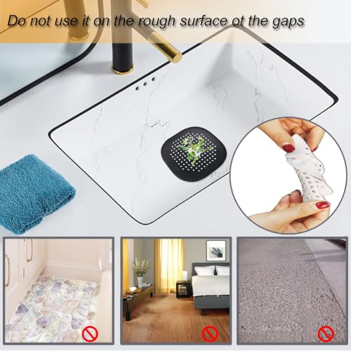 Hair Drain Catcher,Square Drain Cover for Shower Silicone Hair Stopper with Suction Cup,Easy to Install Suit for Bathroom,Bathtub,Kitchen 2 Pack (Sliver Grey Black) | Drainer Cover Silicone Hair Stopper with Suction Cups,Protector Accessories,Easy to Inst