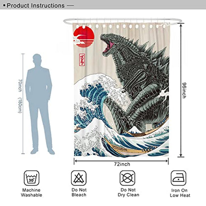 Funny Extra Long Shower Curtains 96 Inches, Fun Anime Monster Shower Curtain Set for Bathroom Cool Asian Japanese Bathroom Decor Polyester Fabric-72" x 96" - size: 72"W x 96"L (Pack of 1)