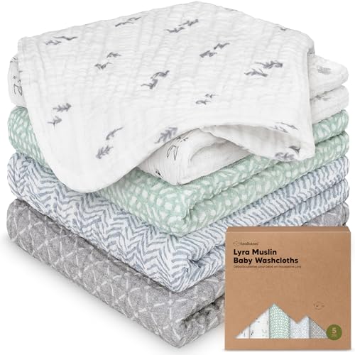 5pk Muslin Baby Washcloths for Newborn, 12x12 Soft Absorbent (Nordic) | Organic Cotton Muslin Wash Cloths for Babies Girl, Boy, Infant, Toddlers, Kids Face Towel,Bath Essentials,Baby Burp Rags - color: Nordic, size: 5-Pack