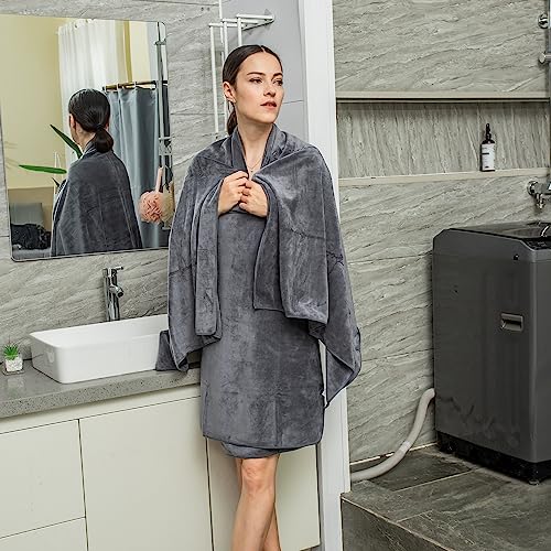 JML Microfiber Bath Towel 2 Pack(30" x 60"), Oversized Thick Towels, Soft, Super Absorbent and Fast Drying, No Fading Multipurpose Use for Sports, Travel, Fitness, Yoga, 30 in 60 in, Grey Count | Microfiber, Hanging Loop, Oversized, Soft & Absorbent, Fast