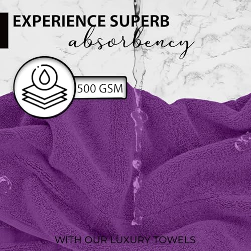 KAHAF COLLECTION 100% Cotton Bath Towels, 24x48 Pack of 6 Towels, Quick Dry, Highly Absorbent, Soft Feel Towel, Gym, Spa, Bathroom, Shower, Pool, Luxury Soft Towels (Dark Purple, 24x48-6 Pack) - color: Dark Purple, size: 24x48 - 6 PACK