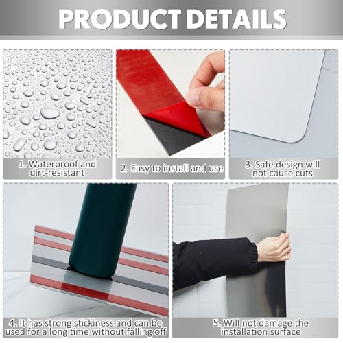 Gisafai 1 Pcs 24 x 12 Inch Stainless Steel Backsplash Panel Hand Dryer Splash Guard Wall Backsplash Protector with Ultra Strength Adhesive for Bathroom, Kitchen, Stovetop - size: 24 x 12 Inches