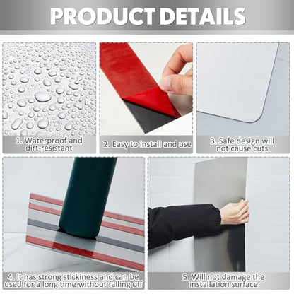 Gisafai 1 Pcs 24 x 12 Inch Stainless Steel Backsplash Panel Hand Dryer Splash Guard Wall Backsplash Protector with Ultra Strength Adhesive for Bathroom, Kitchen, Stovetop - size: 24 x 12 Inches