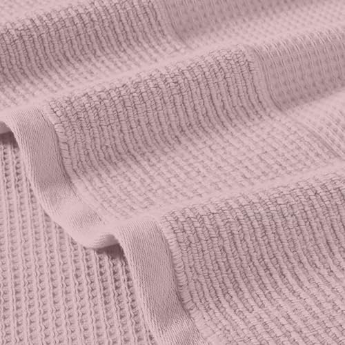 Modern Threads Waffle-Rib 6-Piece Towel Set – Premium Cotton Bath Towels, Ultra-Absorbent & Soft, Elegant Waffle Texture for Bathroom & Spa, Petal - color: Petal