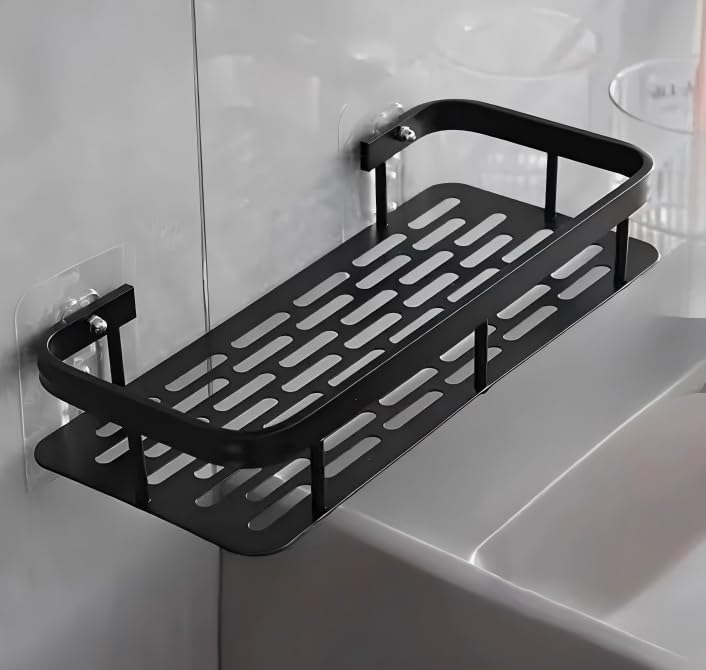 Wall-mounted Shower Rack, Large Capacity, No-drill Installation, Floating Shelf for Bathroom and Kitchen, Space-saving, Easy to Install, Used to Store Toiletries, Cosmetics and Miscellaneous Items