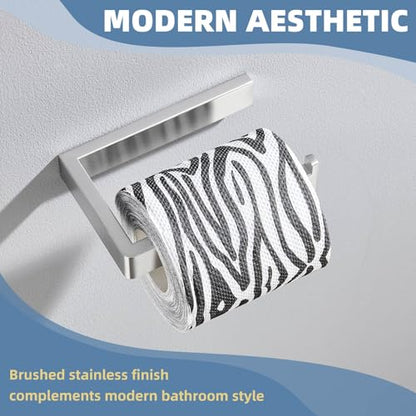 Square Toilet Paper Holder, Brushed Nickel, 304 Stainless Steel | Space-saving for Apartments, RVs, Small Bathroom, Wall Mounted Tissue Holder, Easy Roll Changes, Fits Most Rolls Size - color: Brushed Nickel
