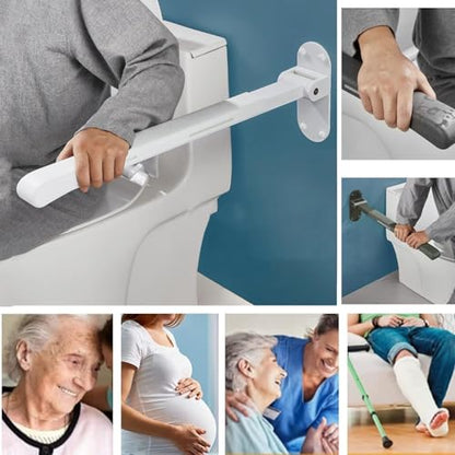 Grab Bars,Flip up Grab Bars for Bathroom,Folding Grab Bar,White | Stainless Steel Material,Night Glow Strips on Both Sides,Wall Mounted,Non Slip Waterproof Elderly Handicap Bars - color: White