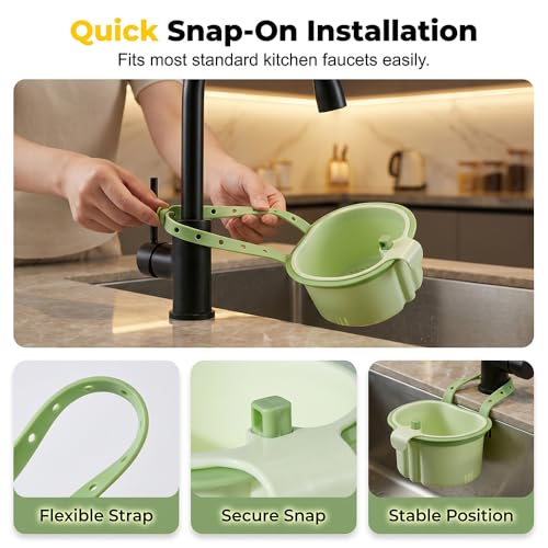 Cactus Kitchen Sink Strainer Basket Self-Cleaning Faucet Hanging Basket - color: Green