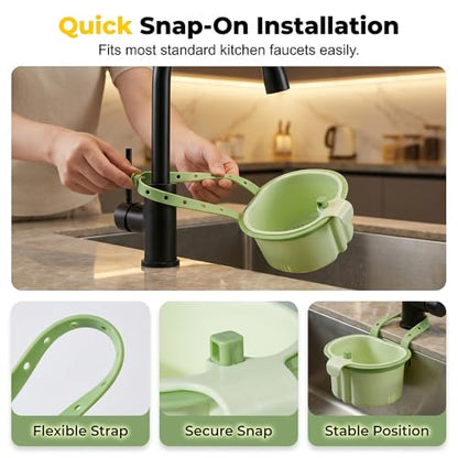Cactus Kitchen Sink Strainer Basket Self-Cleaning Faucet Hanging Basket - color: Green