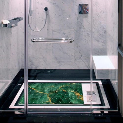 Shower Mat Non Slip 26.8 x 15.1 Inches, Emerald Marble Bathtub Mat Shower Stall Mats with Suction Cups and Drain Holes, Non Slip Bath Mat for Tub for Elderly & Kids - color: Multi 2