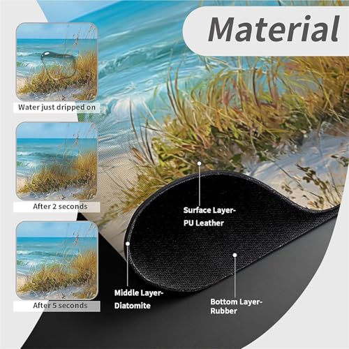 Kitchen Sink Splash Guard，Beach-scene Faucet Mat Sink Gadgets-Super Absorbent Fast Drying Mat Drip Catcher for Kitchen, Bathroom,Sink Mat, Dish Drying Mat, Bathroom(15" X 5.5" ) - color: Beach-scene