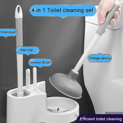 Toilet Plunger Bowl Brush 4 in 1 Combo with Holder Keep Your Bathroom Spotless and hygienic with Our Toilet Bowl Brush (Set of 1) Number of Item 4