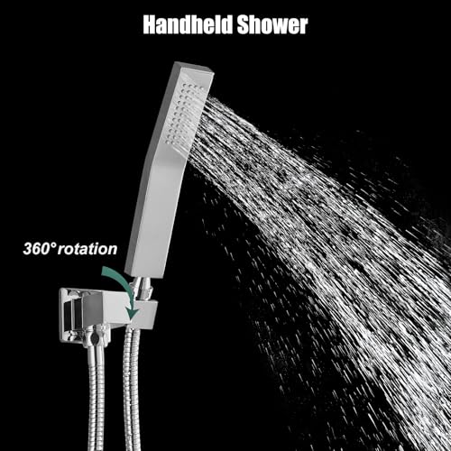 Heyalan Hand-held Shower Head Set-SUS304 Handheld Shower,Polish Chrome | SUS304 stainless steel wand, curved-style design, single rain spray, 59-inch long hose and standard 1/2-inch connection - color: Polish Chrome, style: Curved Style