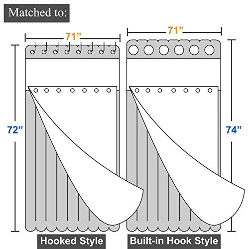 Barossa Design 70x54 Snap-in Shower Curtain Liner Replacement Gray | 2 Bottom Magnets, Fabric, Removable, Water Repellent, Machine Washable, Hotel Style, 70" W x 54" H Inner Liner - color: Grey, size: 70"W x 54"L (Pack of 1)