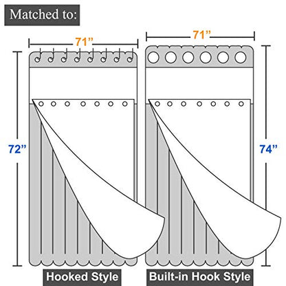 Barossa Design 70x54 Snap-in Shower Curtain Liner Replacement Gray | 2 Bottom Magnets, Fabric, Removable, Water Repellent, Machine Washable, Hotel Style, 70" W x 54" H Inner Liner - color: Grey, size: 70"W x 54"L (Pack of 1)