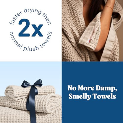 ONSEN Supima® Waffle Bath Sheet, Large, Quick Dry Lint Free 100% USA Cotton, Oversize Lightweight Absorbent Bath Sheet, 38x67 in (Oatmeal, 1x Bath Sheet) - color: Oatmeal, size: Bath Sheet