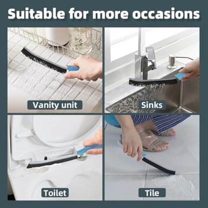 TQRR 2 Pcs Toilet Scrubber Brush, Bathroom Cleaning Brush with Hanging Hole | Multifunctional Hard Bristle Crevice Cleaning Brush,Gap Brush, Cleaner Tools for Sinks, Shower, Tile, Grout (2, Light Blue) - color: Light Blue