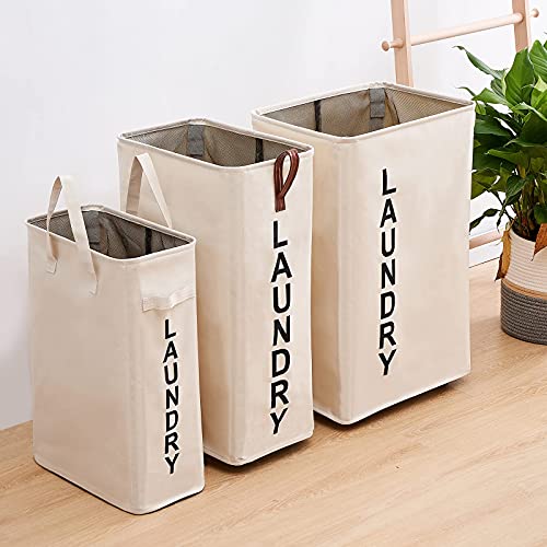 70L Large Rolling Laundry Hamper - Tall Narrow Basket With Wheels, Slim Clothes Bin, 27.5" Beige - color: Beige/L, size: Slim Pro 27.5"