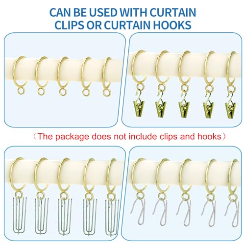 44 Pack Curtain Rings with Eyelets, Metal Drapery Ring for Pinch Pleat Curtains, Drape Ring 1.5 Inch I D, Fits Up to 1.2 in Rod (Gold) - color: Gold