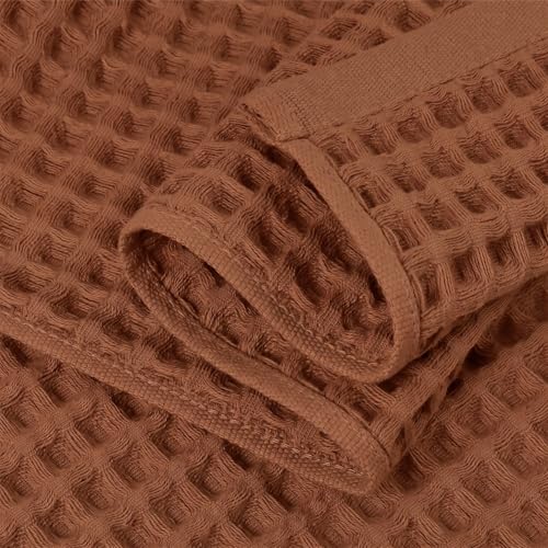 Waffle Bath Towels Set of 2 (Rust) - Fall Bathroom Decor, Large 31” x 62” | Low Lint, Lightweight & Quick Dry Cotton Towels - color: Rust