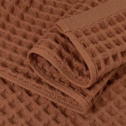 Waffle Bath Towels Set of 2 (Rust) - Fall Bathroom Decor, Large 31” x 62” | Low Lint, Lightweight & Quick Dry Cotton Towels - color: Rust