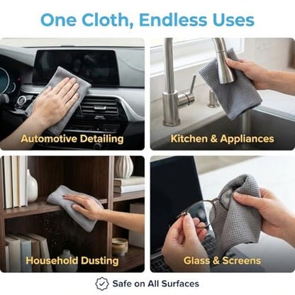 Waffle Weave Microfiber Cloths - 12 x 12 inches - Lint Free Cloth, Streak-Free Absorbent Microfiber Glasses Cleaning Cloth, Screens, Dusting & Appliances - 12 Pack Premium Cloth Wipes - size: 12 Pack