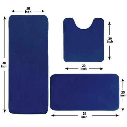 Madeals Runner Memory Foam Bathroom Rug Set 5 Piece with Toilet Lid Cover and Tank Cover Set Navy Blue - color: Navy Blue, size: 20"x46"/20"x32"/Contour/Lid Cover/Tank Cover
