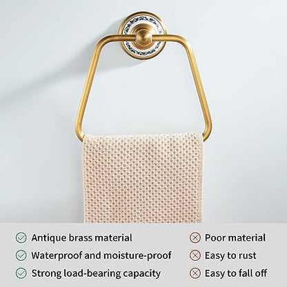 Trapezoid Antique Bronze Brass Hand Towel Holder, Bathroom Hardware Accessories,Porcelain Design - color: Trapezoid Towel Holder
