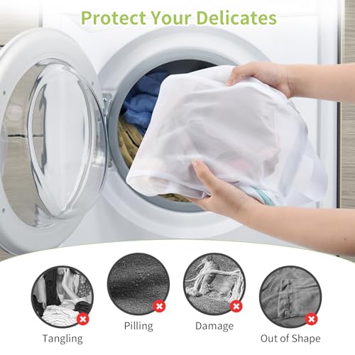 OTraki 2Pcs Small Mesh Laundry Bags 10x12 Inch, Don't Drying, White | Delicates Lingerie Bags Mesh Wash Bags Hanging Laundry Bag Sock Bra Underwear Storage, Melting 140-176℉ - size: 10 x 12 inch