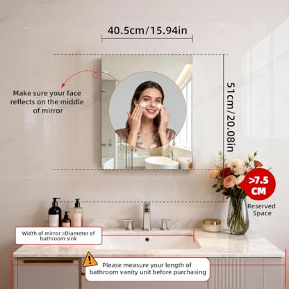 Bathroom Medicine Cabinet,Double-Sided Mirror Door(15.9 x 20) | Silver Aluminium Frame, Lightweight, Sturdy,Attractive,Simple Wall-Mounted,Adjustable Shelves,Tempered glass - size: 15.9"x 20"